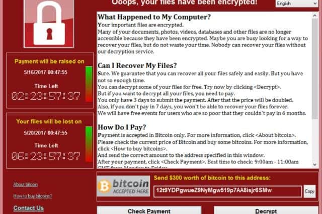 The Wannacry screenshot