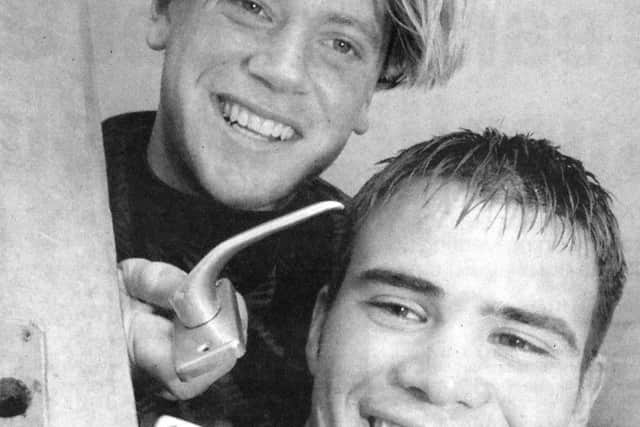 Pompey youngster Danny Fisher, pictured bottom, was trapped in his attic bedroom frantic to get out. Meanwhile teammate Matt Groves, top, was listening to music two floors below