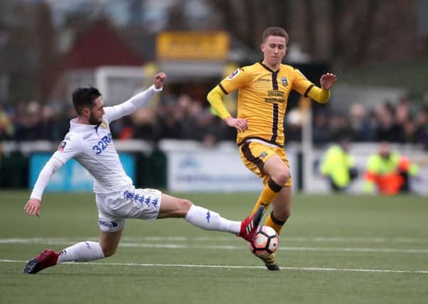 Adam May in action for Sutton United v Leeds in the FA Cup. Picture: Nick Potts/PA Wire.