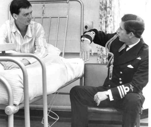 A survivor from the Type 42 destroyer HMS Coventry tells of his experience to Prince Charles during his visit to Haslar in 1982. Portsmouth-based Coventry was sunk by Argentine Air Force A4 Skyhawks on May 25, 1982, during the Falklands war