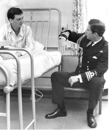 A survivor from the Type 42 destroyer HMS Coventry tells of his experience to Prince Charles during his visit to Haslar in 1982. Portsmouth-based Coventry was sunk by Argentine Air Force A4 Skyhawks on May 25, 1982, during the Falklands war