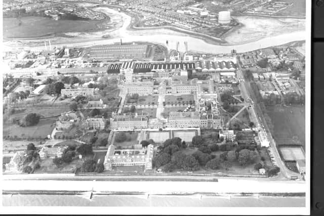 An aerial shot of Haslar Hospital, Gosport, 1967 PP4783 PPP-150208-153204001