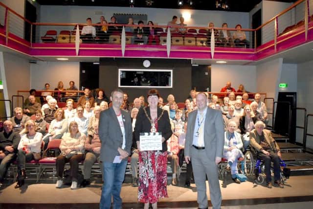 The former mayor of Gosport, Cllr Lynn Hook, centre, at the grand opening of the cinema