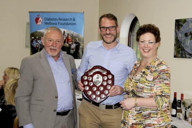 From left: Malcolm Archibald (Business Builders), Charlie Gray (Towergate Insurance), Claire Levy (Diabetes Research and Wellness Foundation)