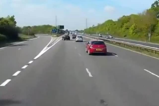 The driver swerved across the motorway