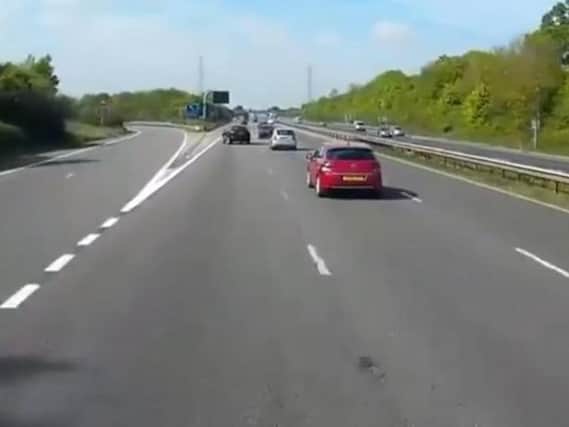 The driver swerved across the motorway