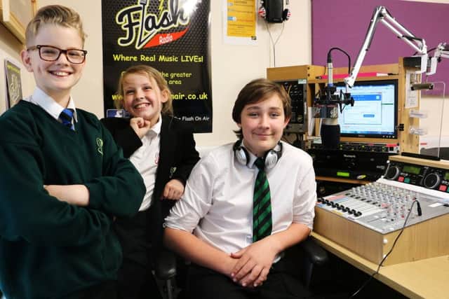 Harvey Bone, Josie Simmons and Josiah Barron, from Park Community School at The Flash