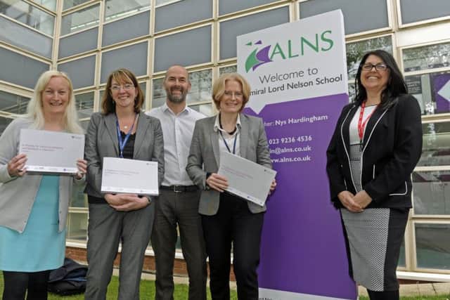 From left, commissioning project officer Shirley Stout, Sarah Christopher of Priory School, commissioning project manager Stuart McDowell, director of children's services Alison Jeffery and headteacher Nys Hardingham Picture Ian Hargreaves  (170520-1)