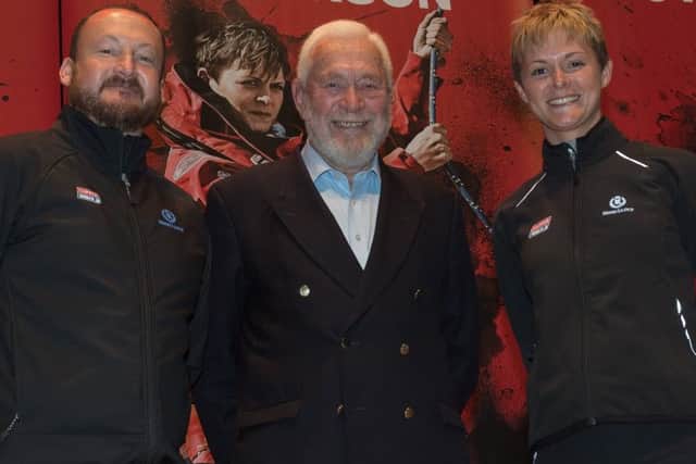 Clipper race crews wait to hear which team they will race on. With crews of varying abilities alongside professional skippers the crews form across the world await the decisions of the organizers. - "Roy Taylor, Sir Robin Knox-Johnston and Nikki Henderson". Picture Credit: Keith Woodland