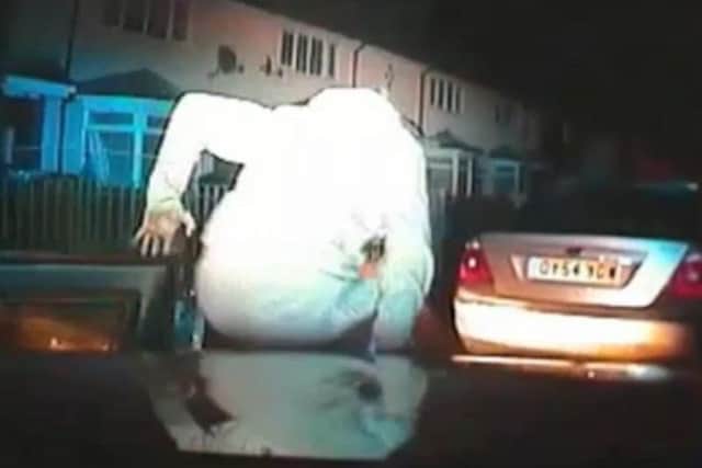 Shocking dashcam footage shows a man who has never held a driving licence leading police on an "idiotic" high-speed chase