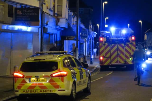 Firefighters at Highland Road, in Southsea, after a toaster set alight