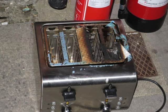 The toaster that caught fire in a flat in Highland Road, Southsea