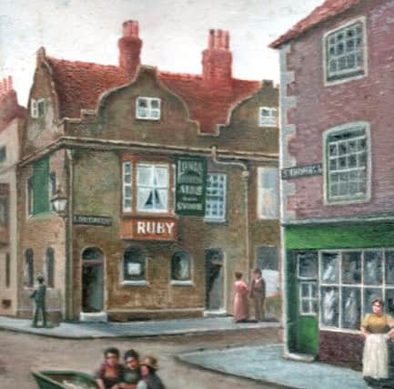 A painting of the corner of St Thomas Street and Lombard Street, Old Portsmouth.