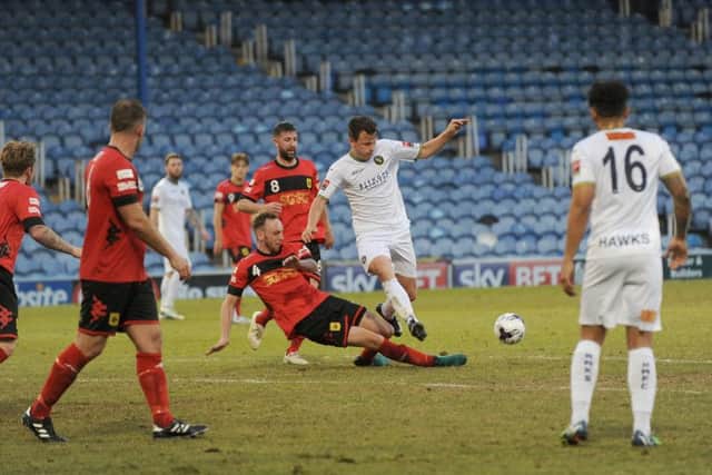 Alfie Rutherford in action for the Hawks against Petersfield in the Portsmouth Senior Cup Final. Picture: Sarah Standing
