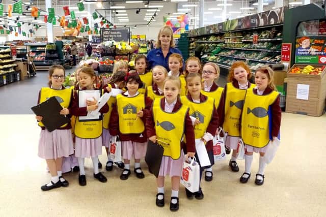 Portsmouth Junior High School girls at Tesco Extra