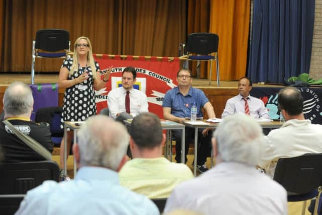 The meeting at Buckland Community Centre. to discuss the future of school funding .  Picture: Sarah Standing (170670-8848)