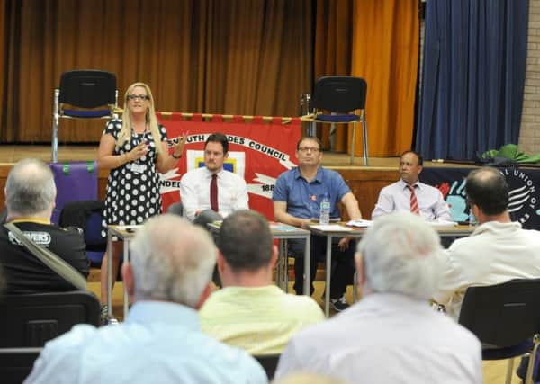 The meeting at Buckland Community Centre. to discuss the future of school funding .  Picture: Sarah Standing (170670-8848)