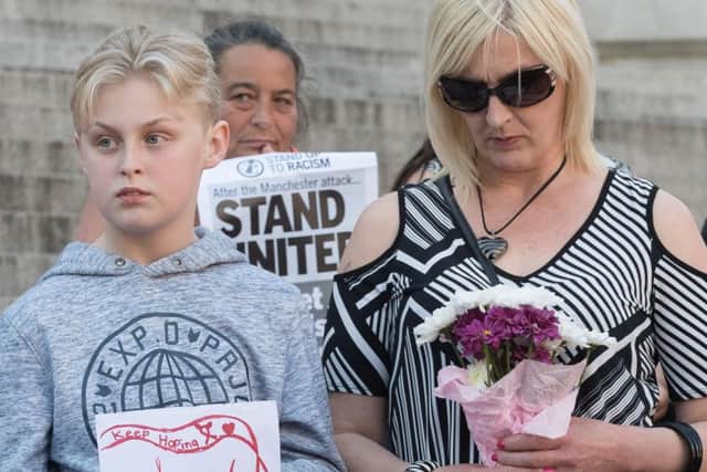 A  vigil for the victims of the Manchester bombing in Guildhall Square, Portsmouth