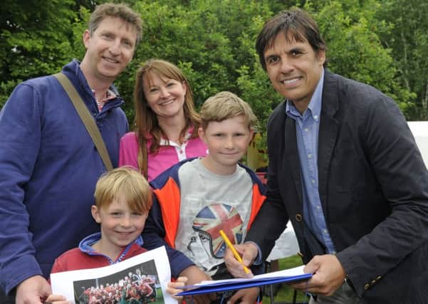 Wales football manager Chris Coleman opens the  church fete at Newtown near Wickham. From left: (left to right), Oliver Bowen-Thomas and wife Penny, with children James (six), and Edward (11) and Chris       
Picture: Ian Hargreaves  (170624-1)