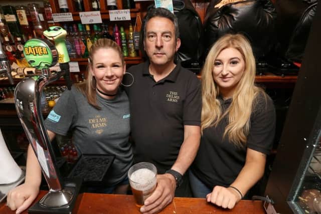 Claire Levy, Mick Stevens and Sophie Ayling at the Delme Arms beer festival