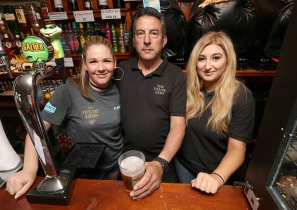Claire Levy, Mick Stevens and Sophie Ayling at the Delme Arms beer festival