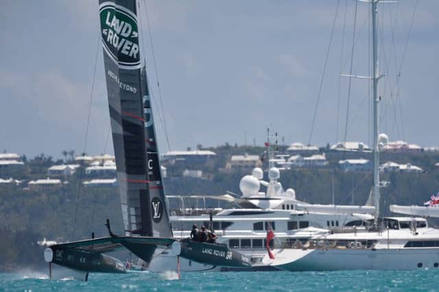 Land Rover BAR were patched up and back on the water in Bermuda on Sunday. Picture: Ricardo Pinto