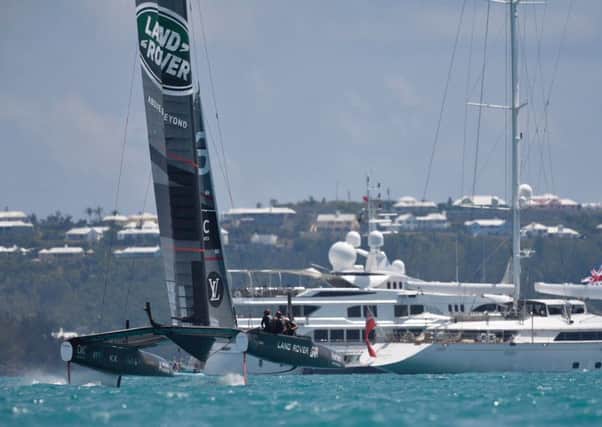 Land Rover BAR were patched up and back on the water in Bermuda on Sunday. Picture: Ricardo Pinto