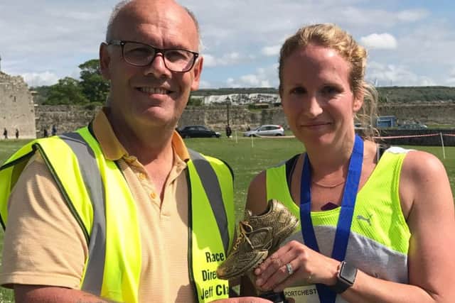 Abi Parnell with race director Jeff Clark