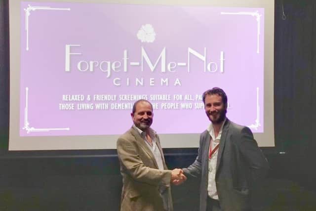 Mark Gettinby, director of Home Instead Senior Care in Havant and Jon Woodley, interim director of The Spring Arts and Heritage Centre, which will be holding dementia-friendly film showings