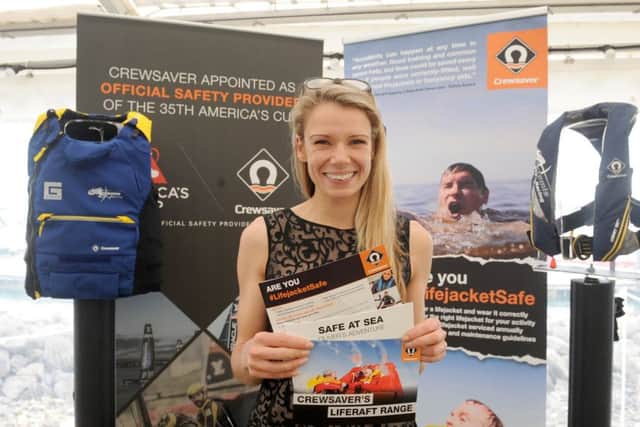 Hazel Proudlock from Crewsaver with a display of the company's products
Picture: Sarah Standing (170599-7698)