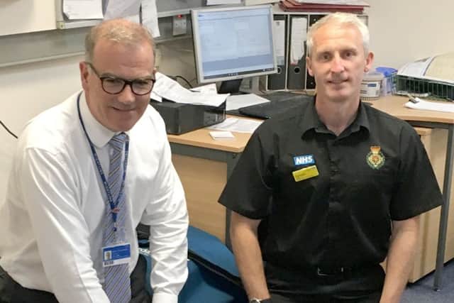 Wightlink CEO Keith Greenfield with Duncan Walker from the Isle of Wight Ambulance Training and Community Response Services