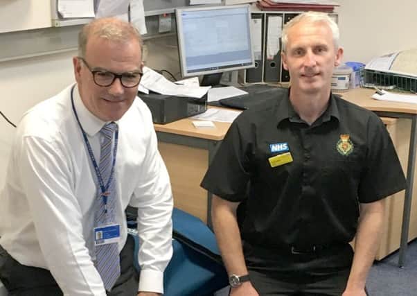 Wightlink CEO Keith Greenfield with Duncan Walker from the Isle of Wight Ambulance Training and Community Response Services