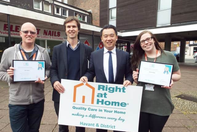 Right at Home Havant owner Duncan Cameron pictured with Alan Mak and new recruits Becky Webb and Mark Wilson.