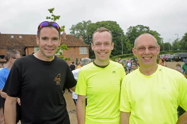 Fareham parkrunners Richard Hill, Daniel Shawyer and Ian Wright, from Fareham. Picture Ian Hargreaves (170621-1)