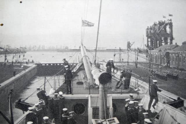 One of Queen Alexandras pictures taken in Portsmouth, presumably at the naval review mentioned in the caption also reproduced here