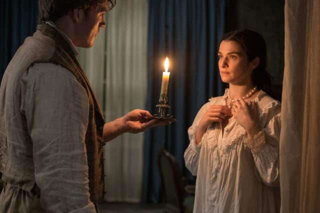 Rachel Weisz as Rachel and Sam Claflin as Philip in My Cousin Rachel.