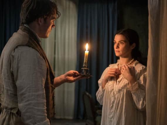 Rachel Weisz as Rachel and Sam Claflin as Philip in My Cousin Rachel.