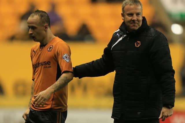 Leigh Griffiths, left, with former Wolves boss Kenny Jackett