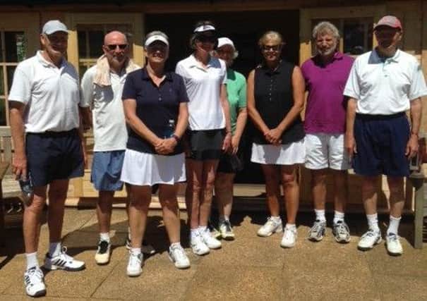 Avenue Masters beat Ryde Lawn in an exciting clash between teams. Left to right: Ron Sleap, Neil Crawford, Jackie Edney, Christine Harrison, Kahren Barter, Bobby Couzens, Rob Mort and Jonathan Cooke