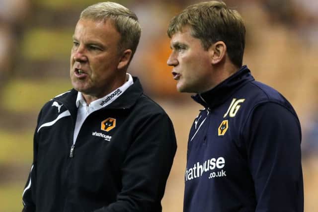 Kenny Jackett (left) and Joe Gallen during a Wolves match . Photo credit: Nick Potts/PA Wire.
