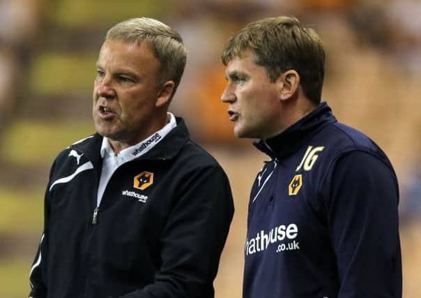 Kenny Jackett (left) and Joe Gallen during a Wolves match . Photo credit: Nick Potts/PA Wire.