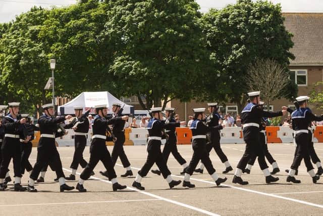 HMS Collingwood Open day and Field Gun Competition. - "Visitors were treated to display of precision marching". PPP-170406-164439001