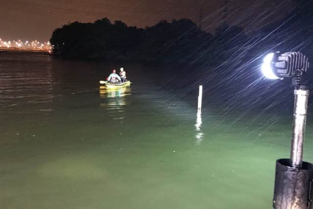A rescue operation took place last night after a cab was submerged in Bartley Water, Eling, Southampton (picture courtesy of SCAS Hart) PPP-170606-075444001