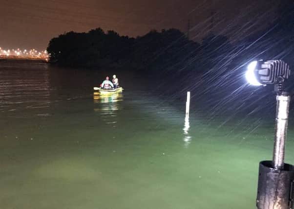 A rescue operation took place last night after a cab was submerged in Bartley Water, Eling, Southampton (picture courtesy of SCAS Hart) PPP-170606-075444001