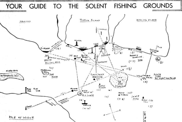 A 1960 
Portsmouth Evening News diagram of good fishing in the Solent.
