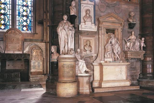Poets Corner in Westminster Abbey,  where Dickens is buried