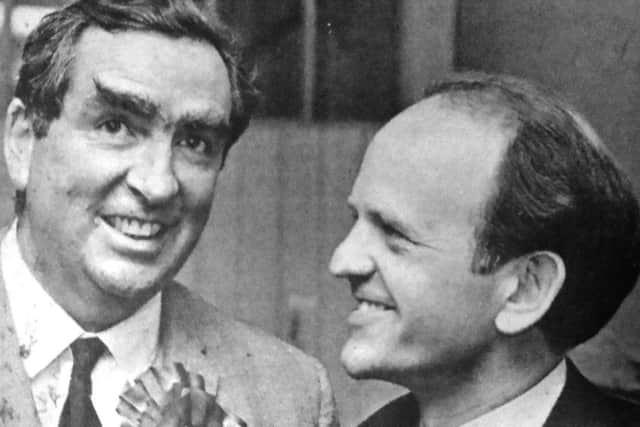 Mr Healey, left, chats with Frank Judd, Labours candidate for Portsmouth West after the meeting (4045-1)
