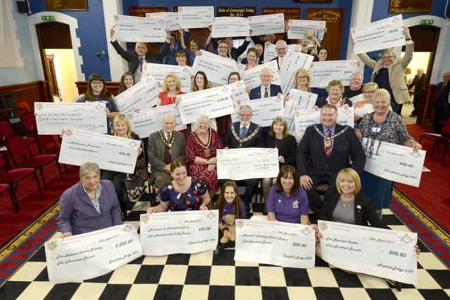 Freemasons, former Mayor of Havant Cllr Faith Ponsonby and charity representatives