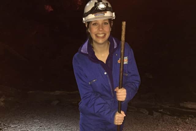 Gael in her overalls for the mine tour.