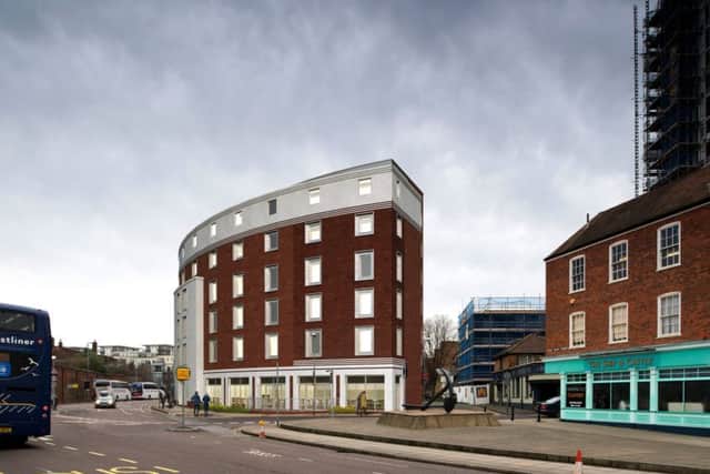 A planning application has been submitted to Portsmouth City Council by Premier Inn for a new 120-bed hotel on Queen Street, Portsmouth
Computer image: of Axiom Architects